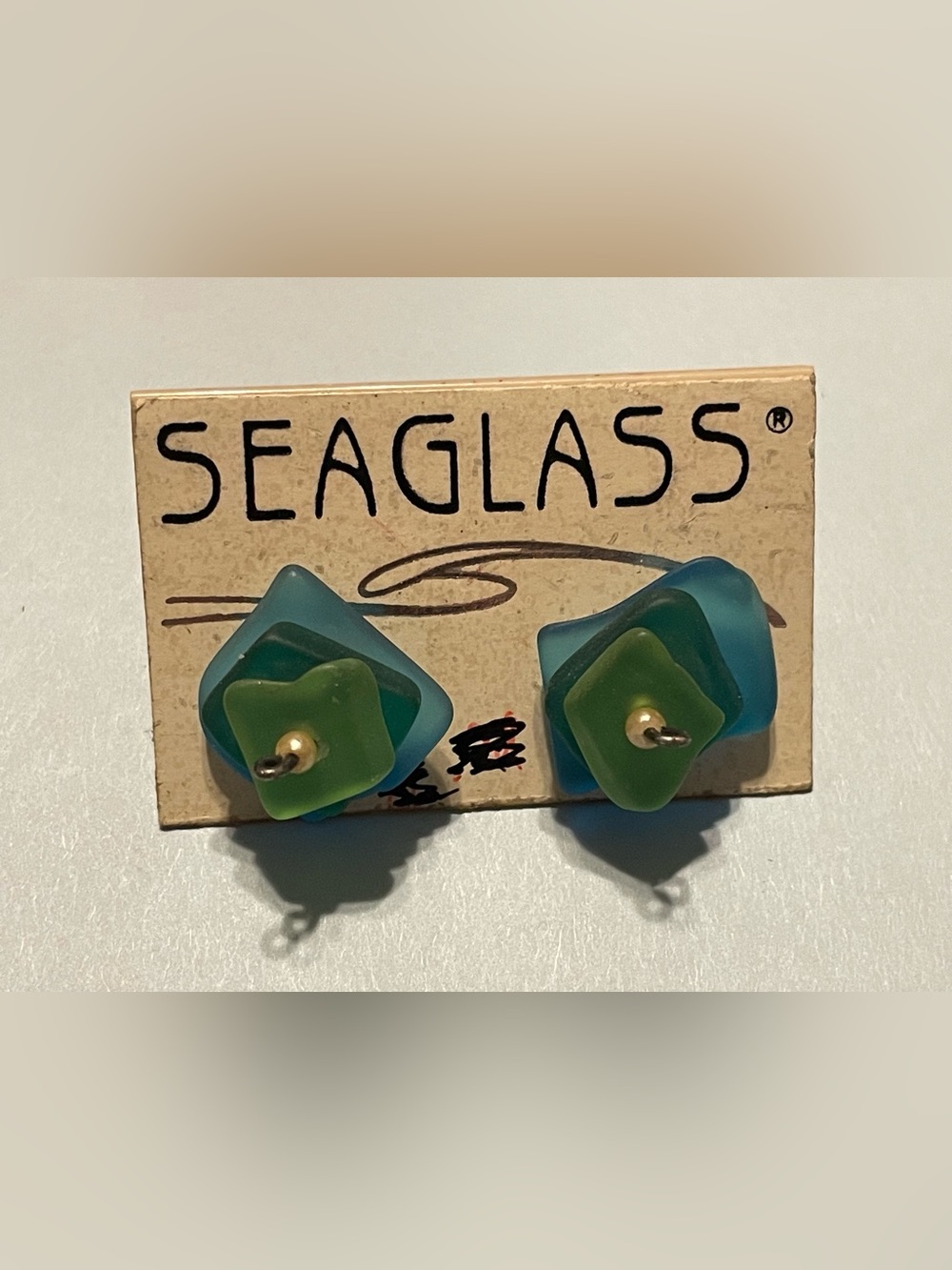 Sterling Silver Sea Glass Pierced Earrings #8236